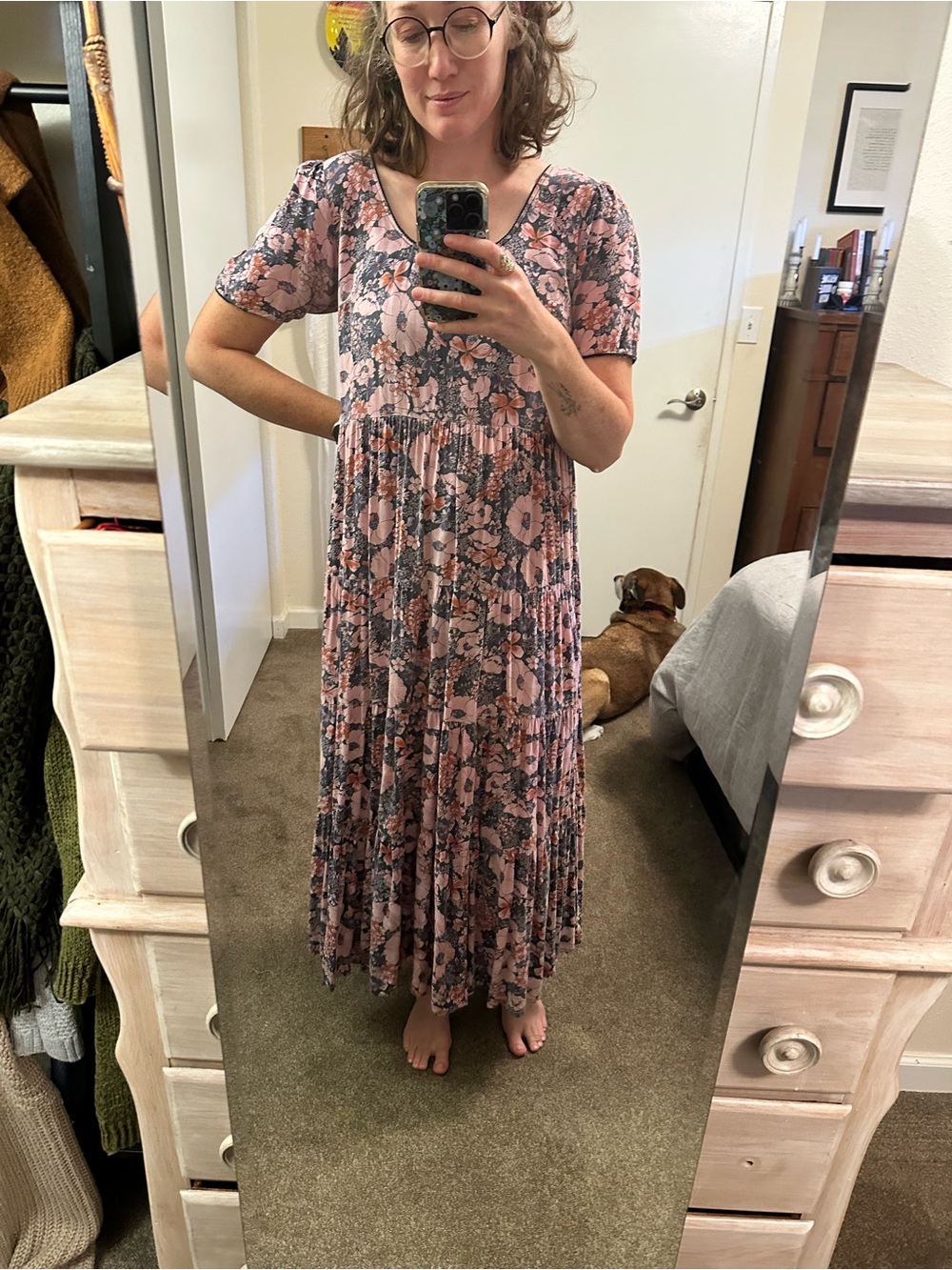 NATURAL LIFE Pink Floral Scoop-Neck Maxi Dress